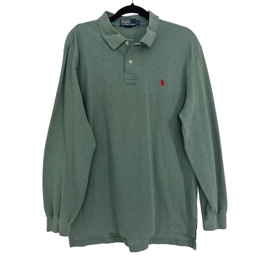 Polo Ralph Lauren Mens Size LARGE Classic Fit Green Long Sleeve Shirt Cotton